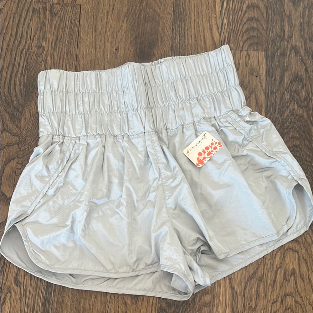 FP Movement Silver grey high waist Athletic Shorts Comfortable Fit medium
